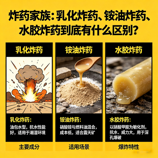桦南炸药家族：乳化炸药、铵油炸药、水胶炸药到底有什么区别？